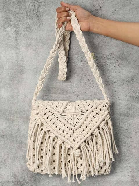 Heart Pattern Macrame Sling Bag